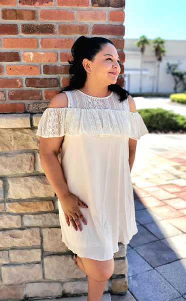 Cold Shoulder Dress With Lace Lining