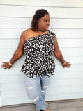 One Shoulder Frilled Top In Plus