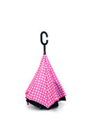 Polka Dot Pink Umbrella on Black