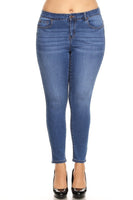 Basic Mid-Rise Plus Size Full Denim Skinny Jeans