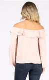 Off Shoulder Dull Satin Ruffle Top
